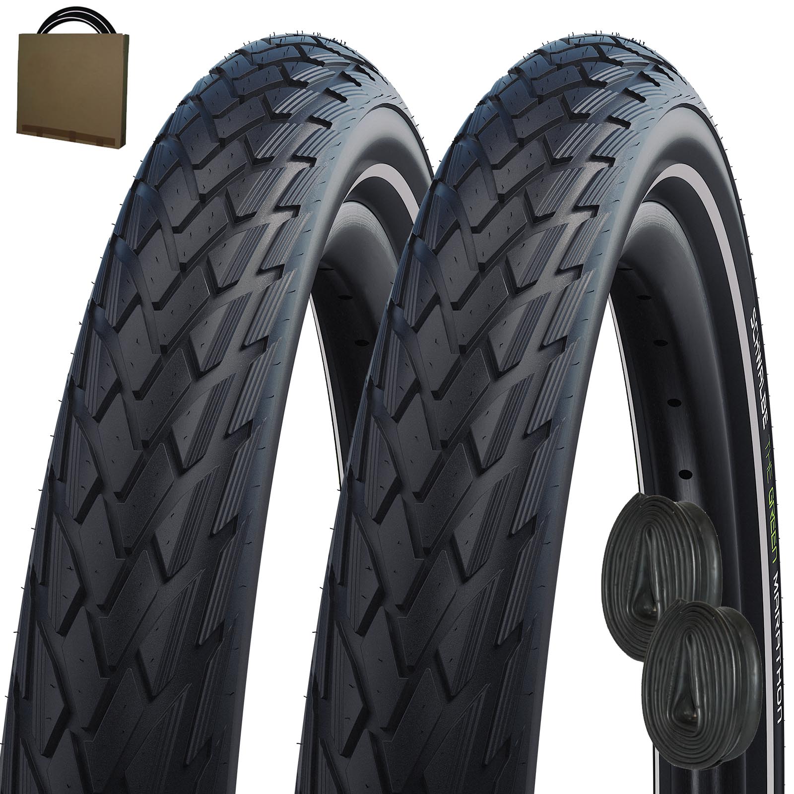 2x SCHWALBE Reifen Green Marathon 20  - 28 Zoll HS620 Reflex Protection 5 m/o Schläuche 27,5x2.35 | 60-584 ohne Schlauch
