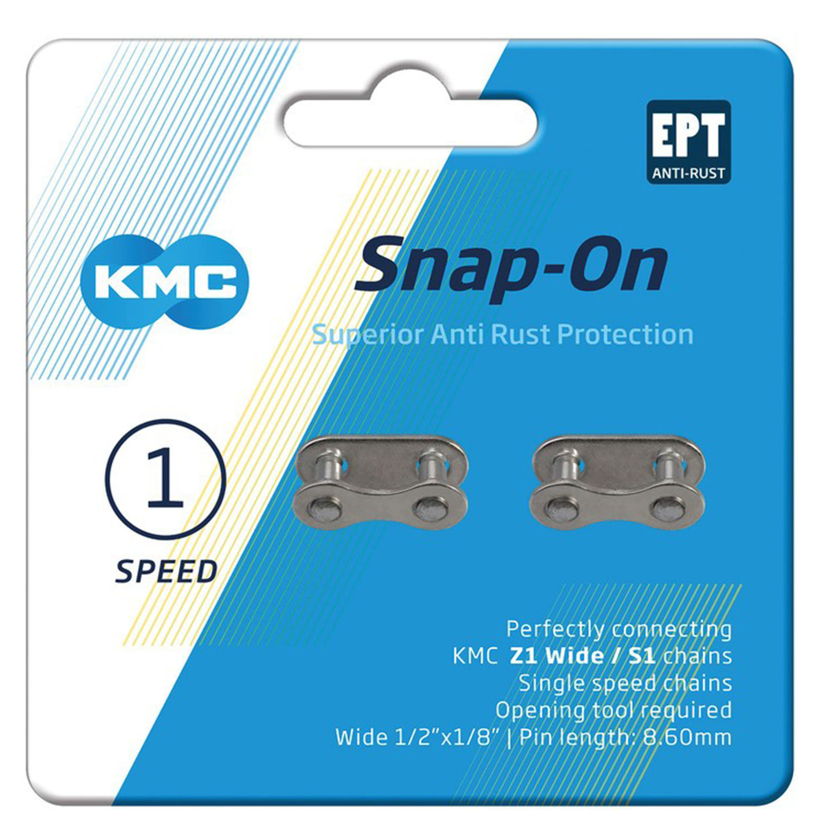 KMC Kettenverschlussglied Snap-On 1/2x1/8" 8,6mm AntiRost silber 2-er Pack