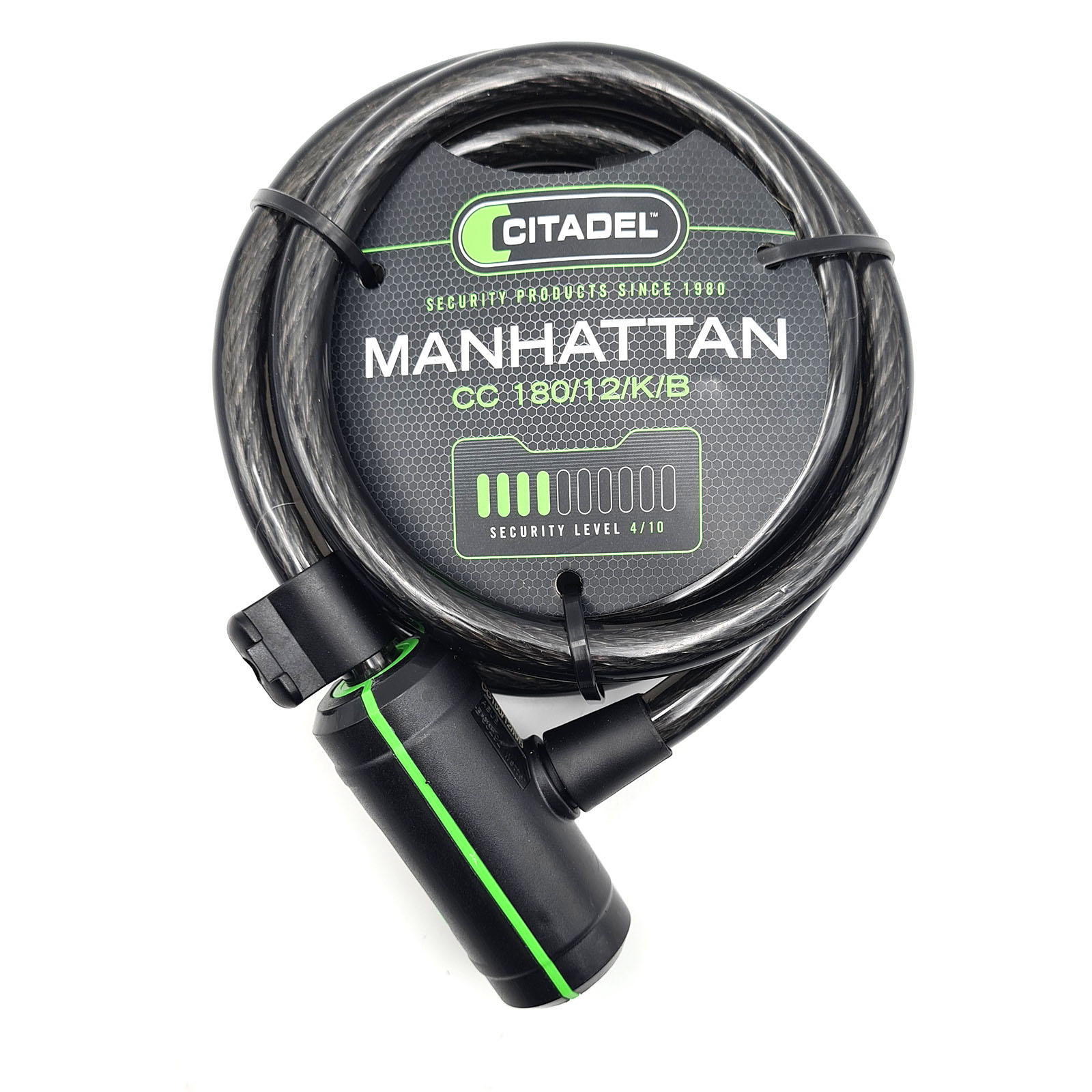 *CITADEL Spiralkabelschloss MANHATTEN 12/1800mm schwarz/lime