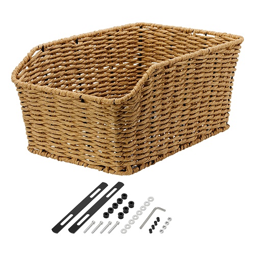 *HR-Schultaschen-Korb Natur Stroh, Seegrass / Drahtboden f. Gepäckträgermontage hellbraun
