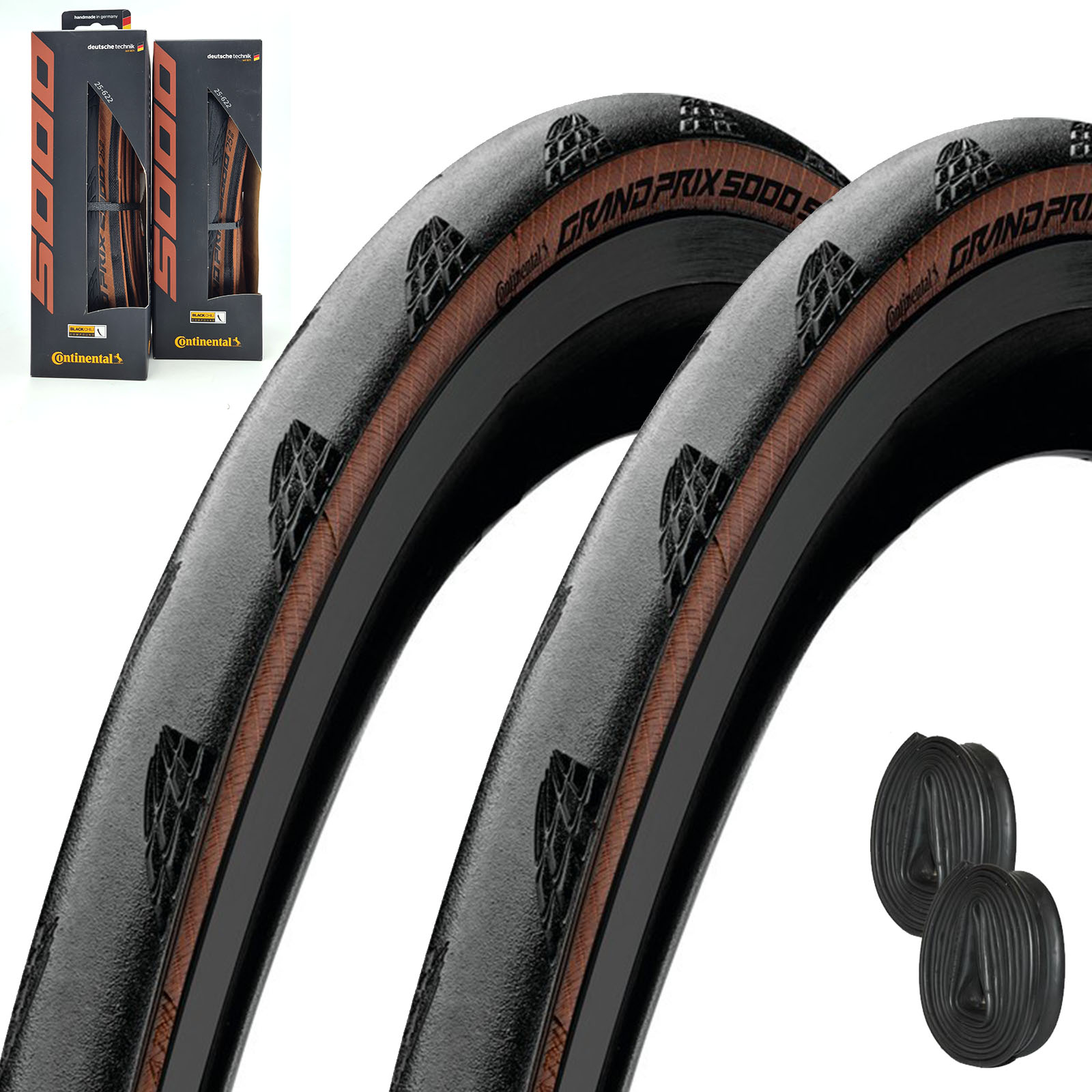 2x CONTINENTAL Rennrad Reifen Grand Prix 5000 FALT BlackChili schwarz/transparent mit/ohne Schläuche