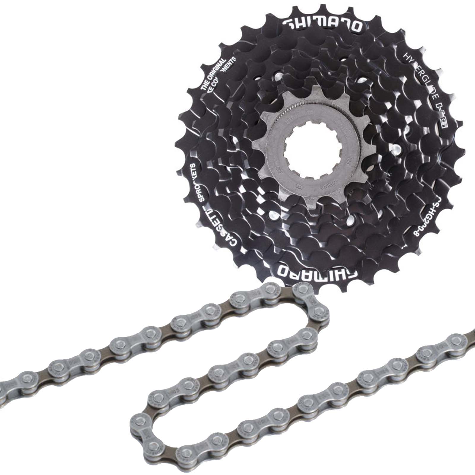 Shimano Kassette HG200 8-fach 12-32 Zähne + Fahrradkette HG40 116Q Verschleißset