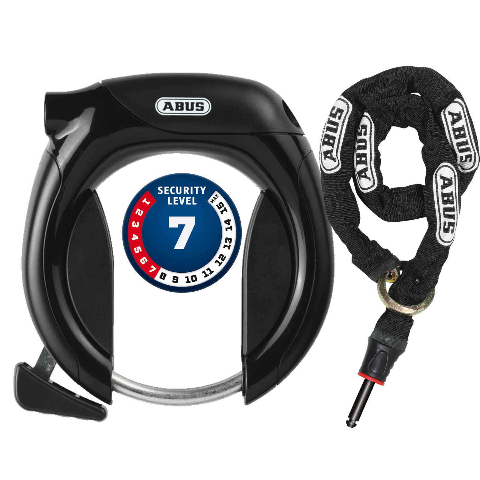 ABUS Rahmenschloss Pro Tectic 4960 schwarz incl. Einsteckkette ACH 2.0 6/850MM/Tasche Level7