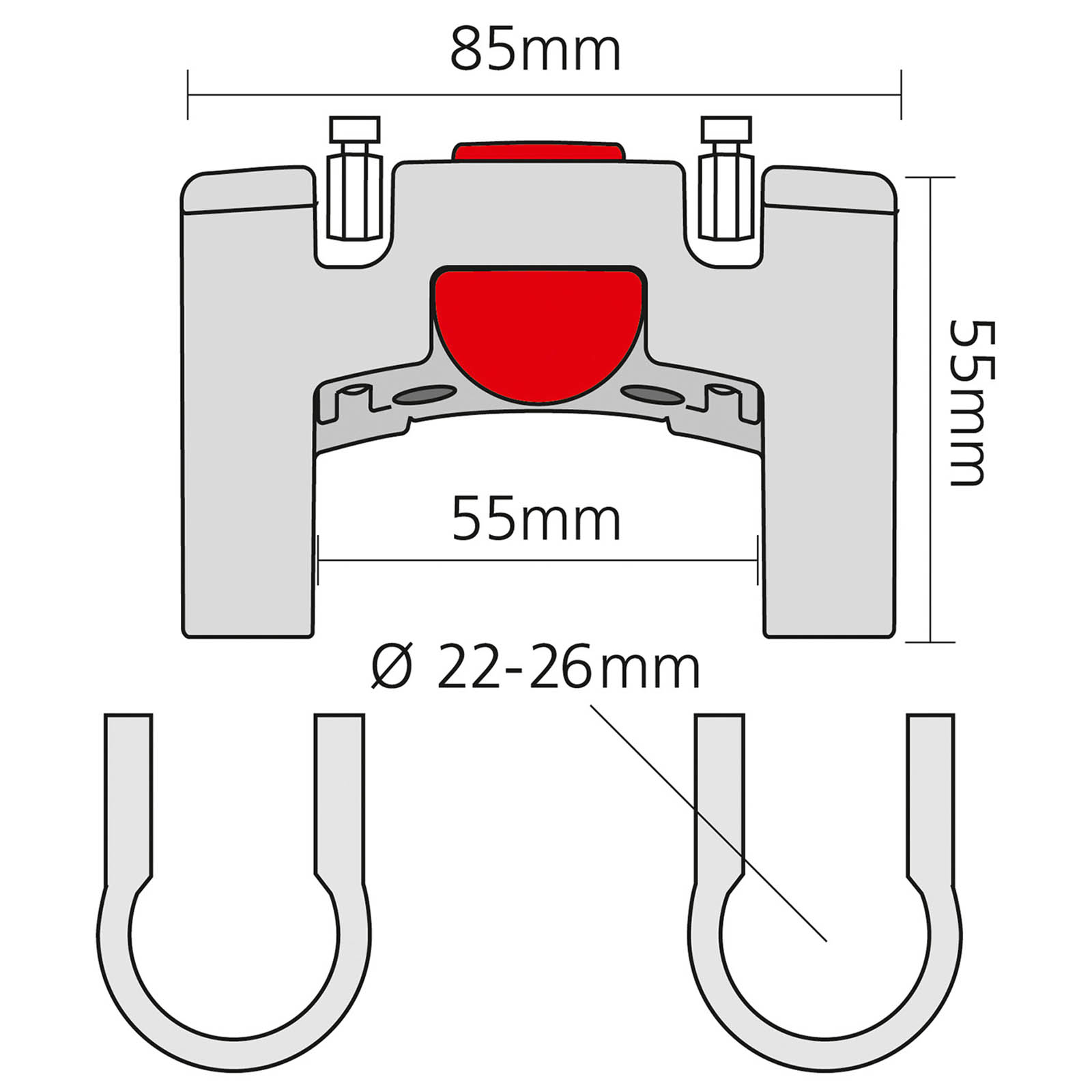 KLICKFIX Lenkeradapter 22-26mm schwarz