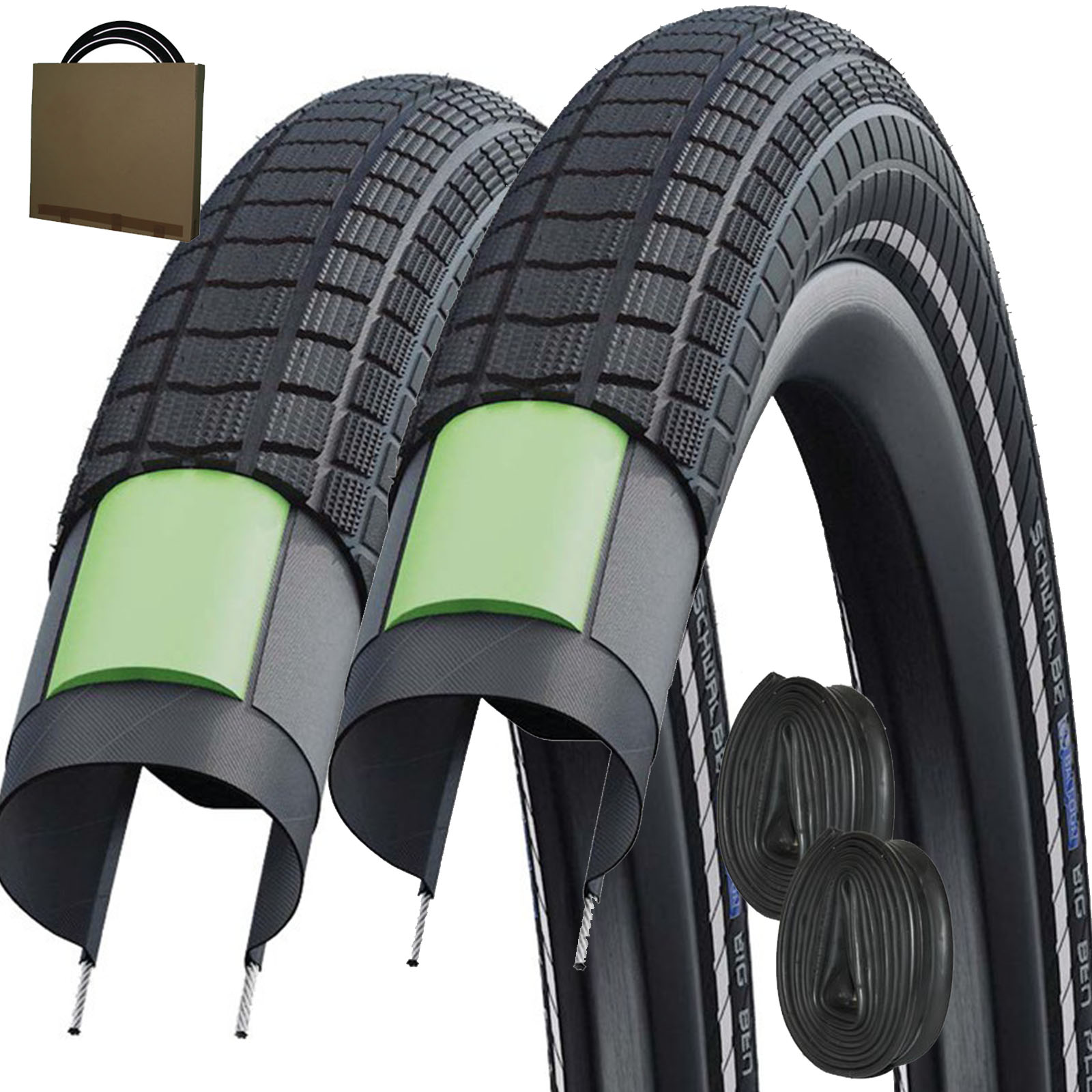 2x SCHWALBE Reifen Big Ben Plus HS439 20/29 Zoll schwarz Reflex mit/ohne Schläuche