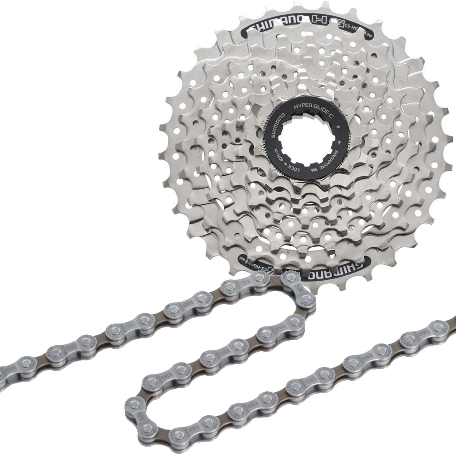 Shimano Kassette HG41 8-fach 11-32 Zähne + Fahrradkette HG40 116Q Verschleißset