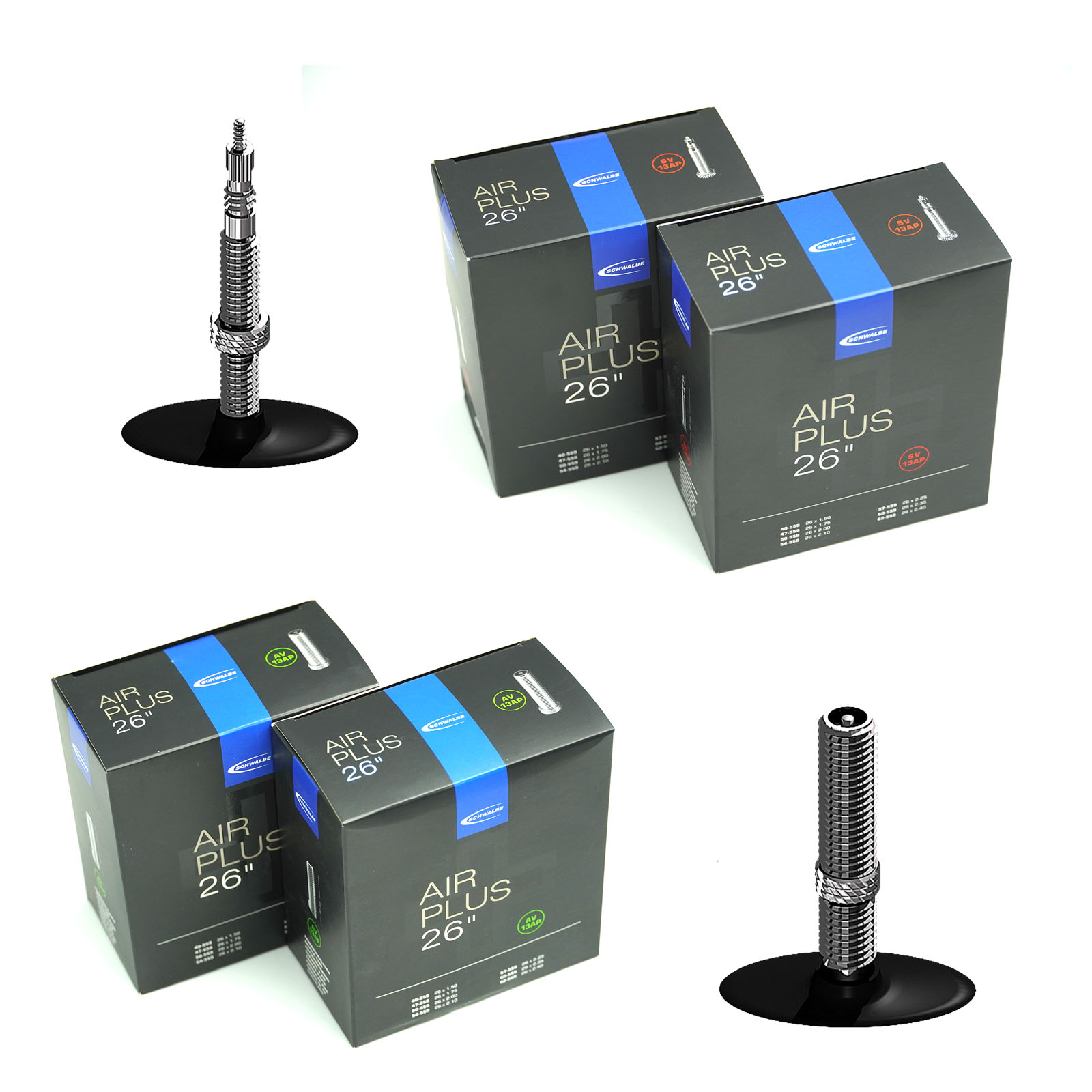 2x Schwalbe Schlauch Air Plus AV13AP 26 Zoll 40/62-559 