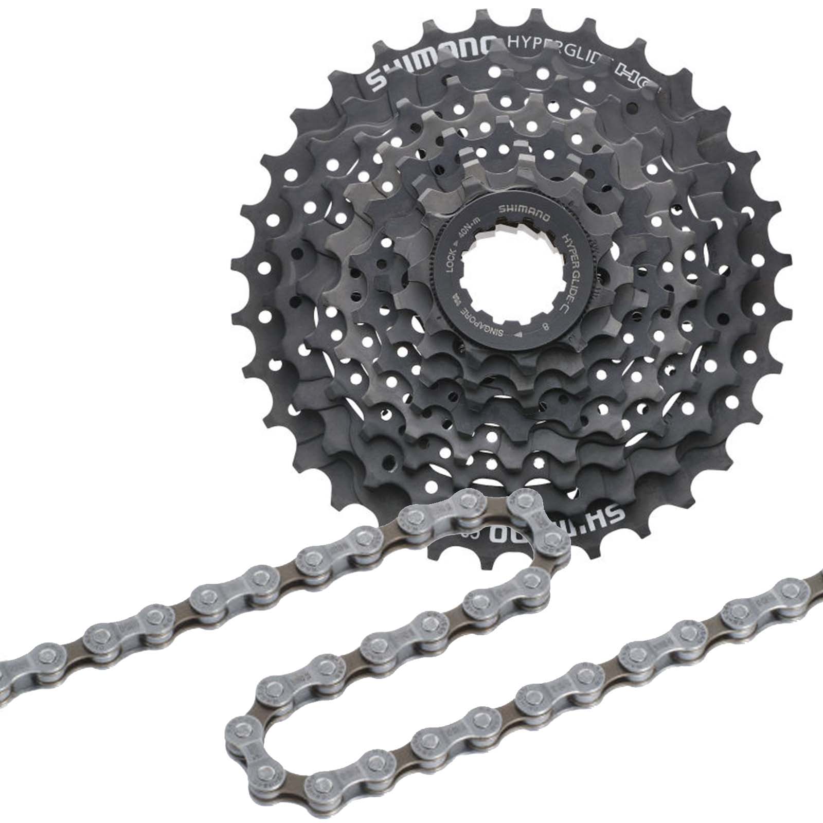 Shimano Kassette HG31 8-fach 11-34 Zähne + Fahrradkette HG40 116Q Verschleißset