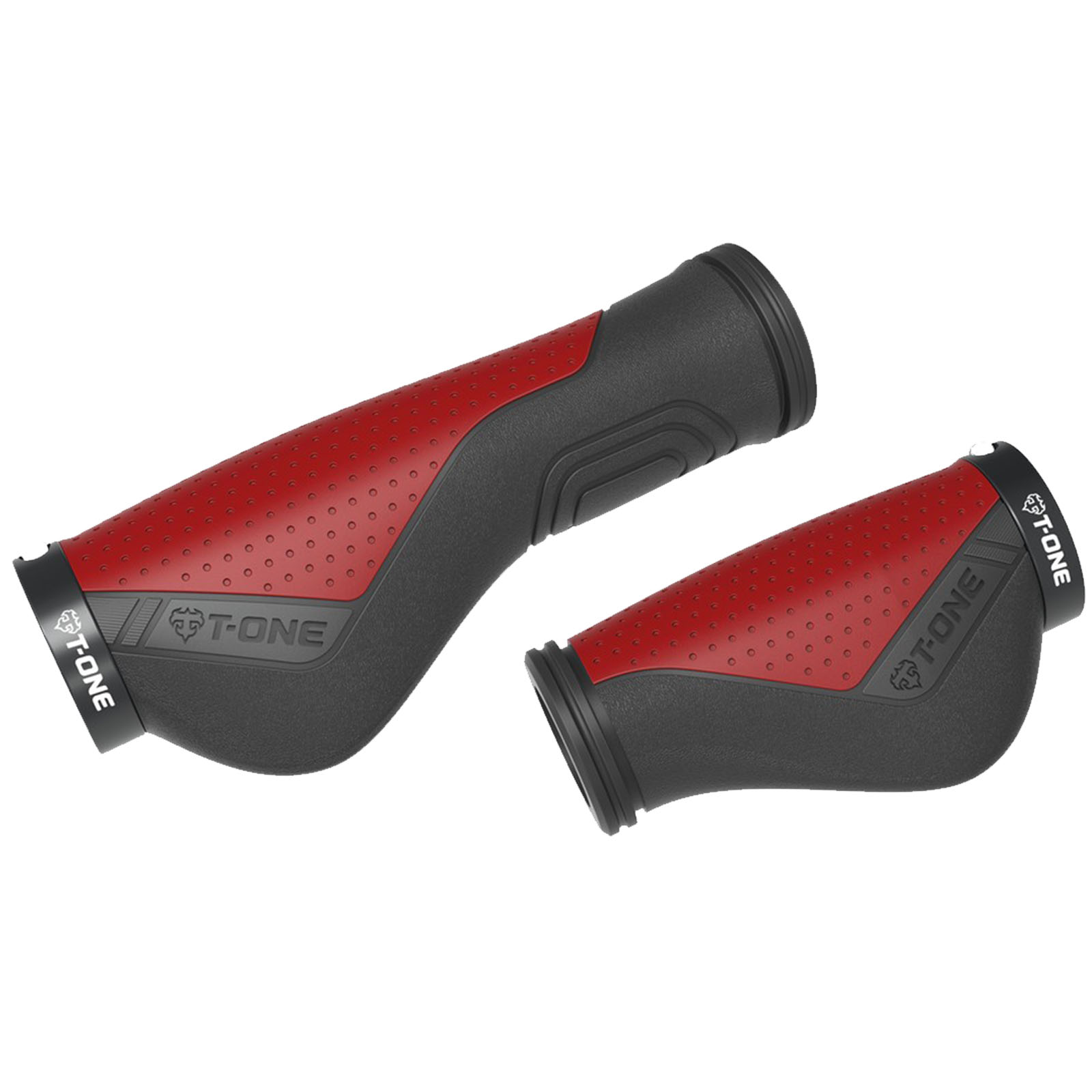 T-ONE Lenkergriffe  Ripple Ergo 130/90mm schwarz/rot 1x Schraubensicherung