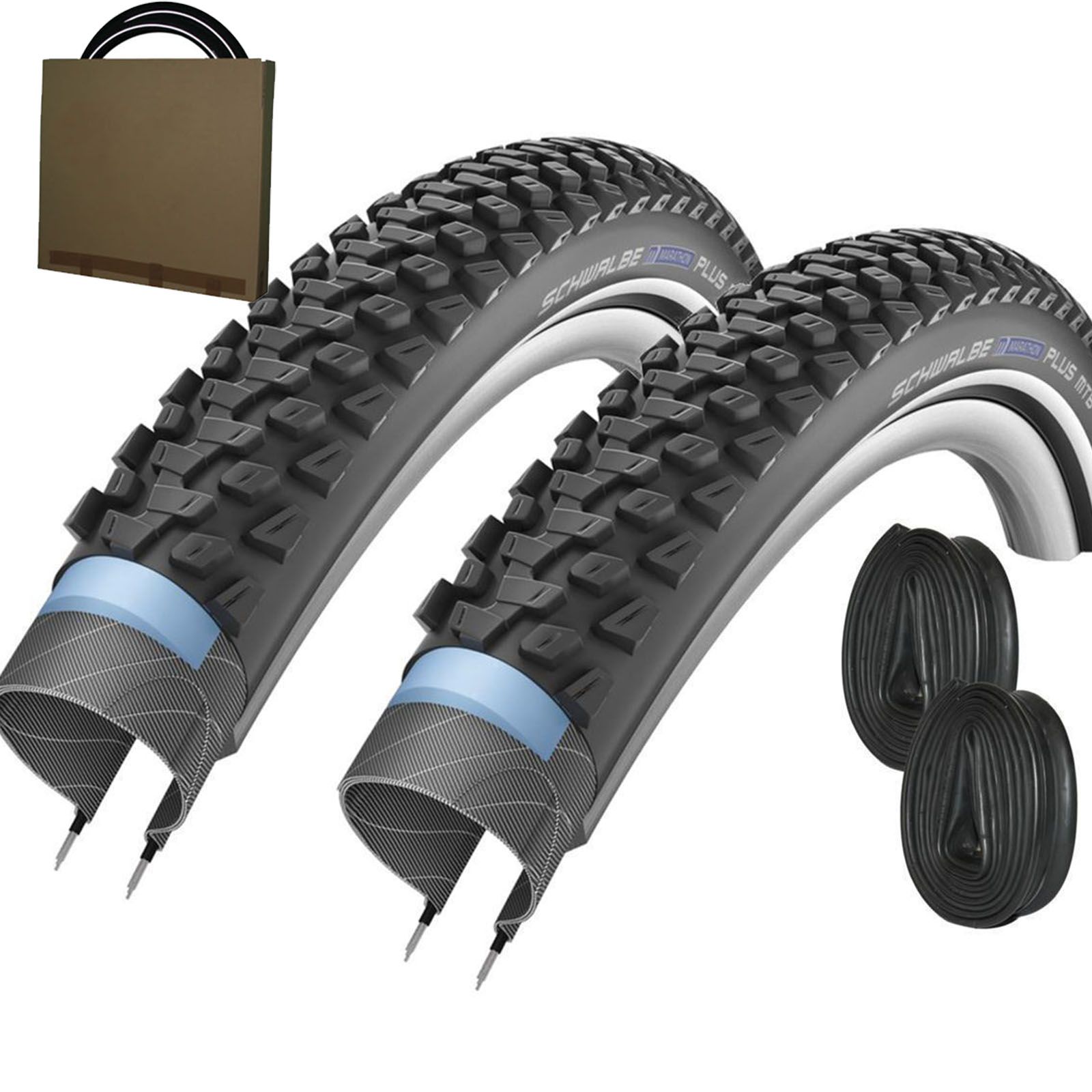 2x SCHWALBE Reifen Marathon Plus MTB HS468 Unplattbar schwarz Reflex ...