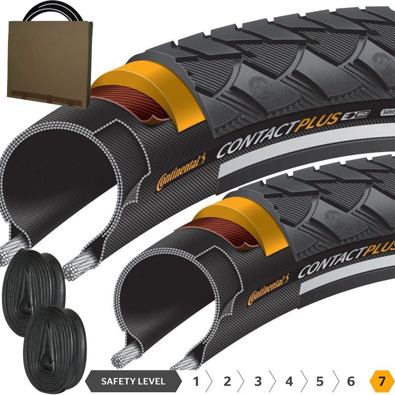 2x CONTINENTAL Reifen Contact Plus 28622 Reflex Pannenschutz mit AV Schlauch